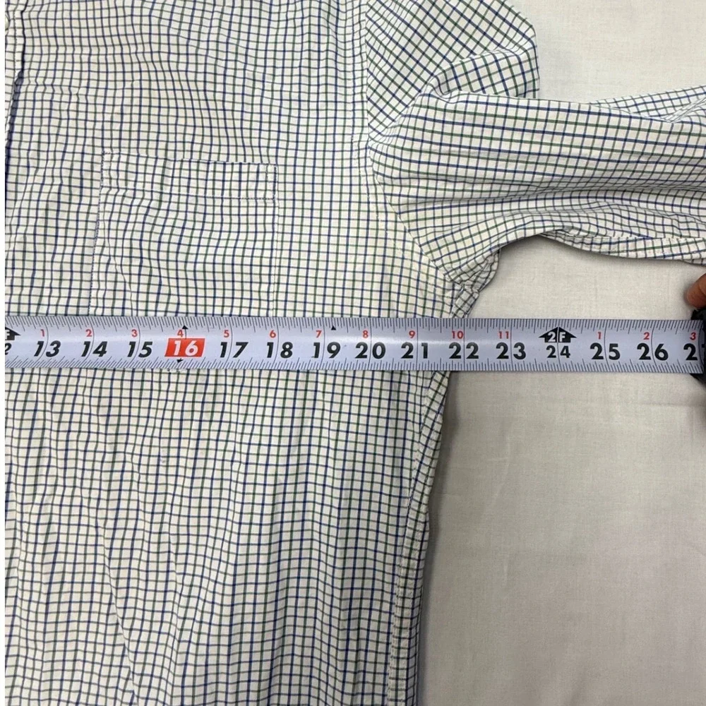 J. Crew Mens Large Blue Green Tattersall Check Cotton Button Down Shirt